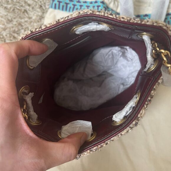 Tory Burch Tweed Fleming Soft Mini Bucket Bag - Picture 8 of 10
